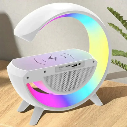 G Shape Bluetooth Speaker, Multifunctional Lamp, Digital Alarm Clock, Wirless 90w Fast Charging