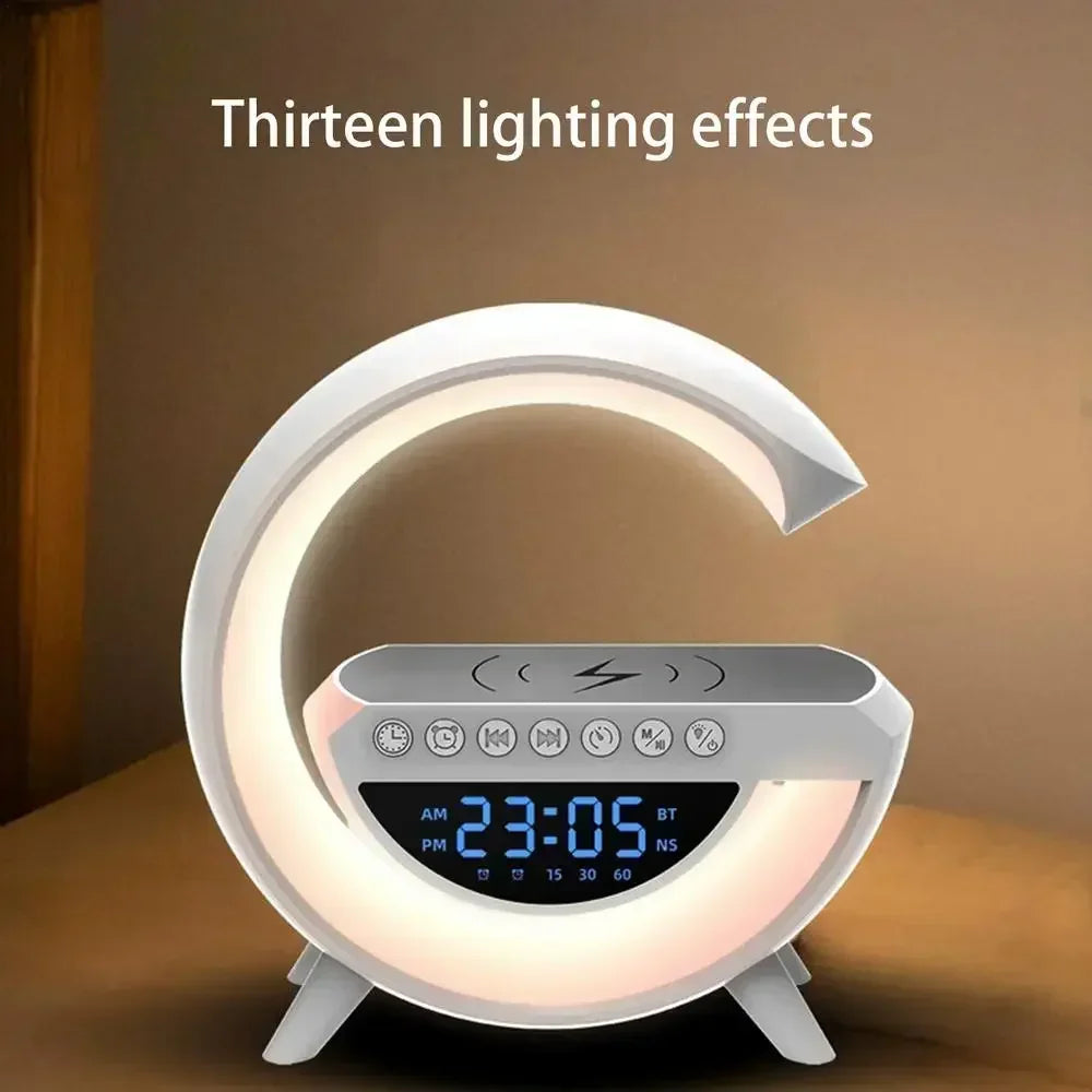 G Shape Bluetooth Speaker, Multifunctional Lamp, Digital Alarm Clock, Wirless 90w Fast Charging