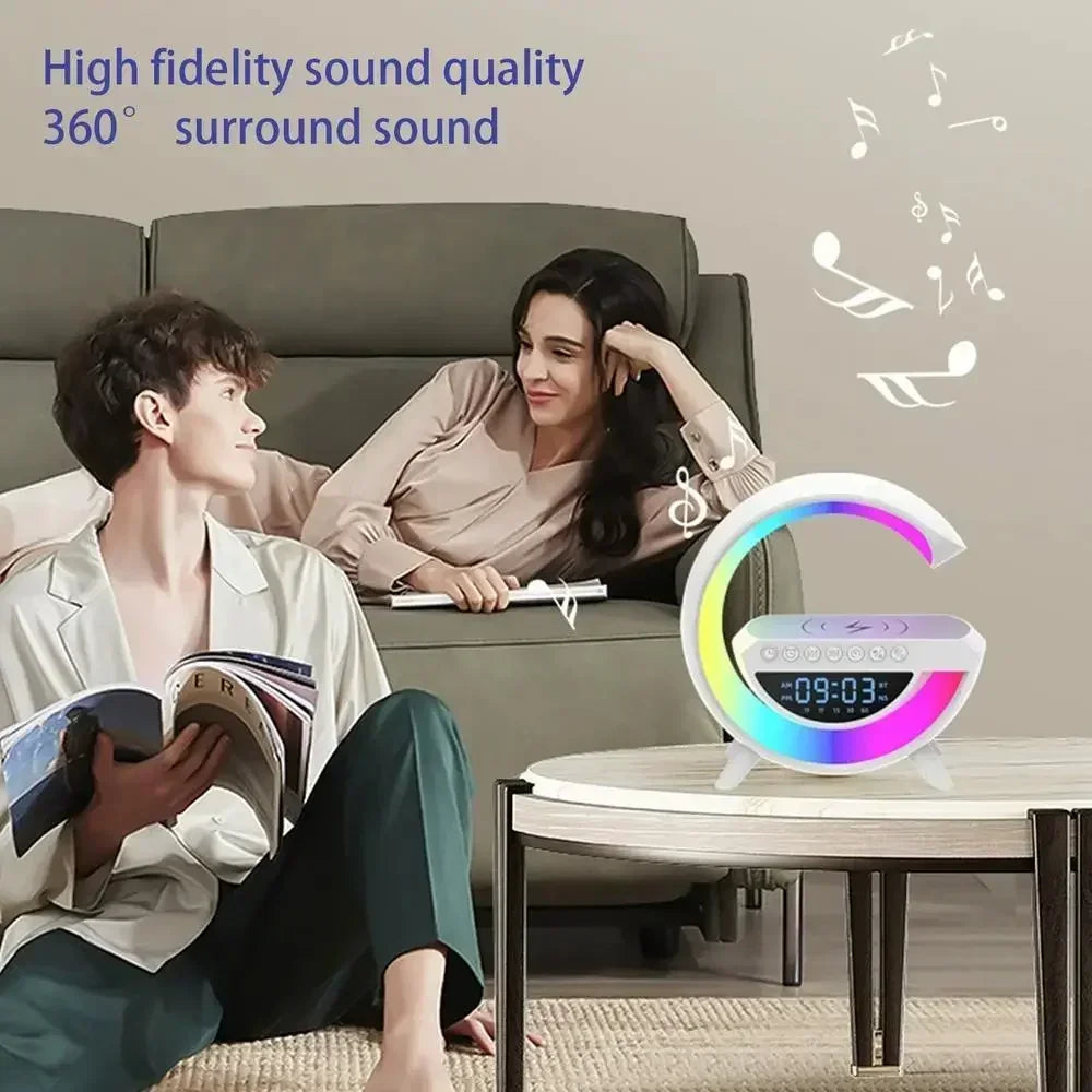 G Shape Bluetooth Speaker, Multifunctional Lamp, Digital Alarm Clock, Wirless 90w Fast Charging