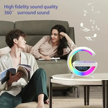 G Shape Bluetooth Speaker, Multifunctional Lamp, Digital Alarm Clock, Wirless 90w Fast Charging