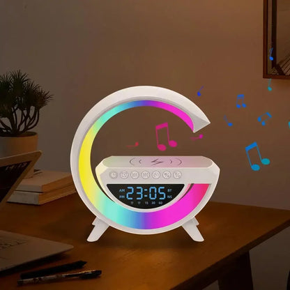 G Shape Bluetooth Speaker, Multifunctional Lamp, Digital Alarm Clock, Wirless 90w Fast Charging