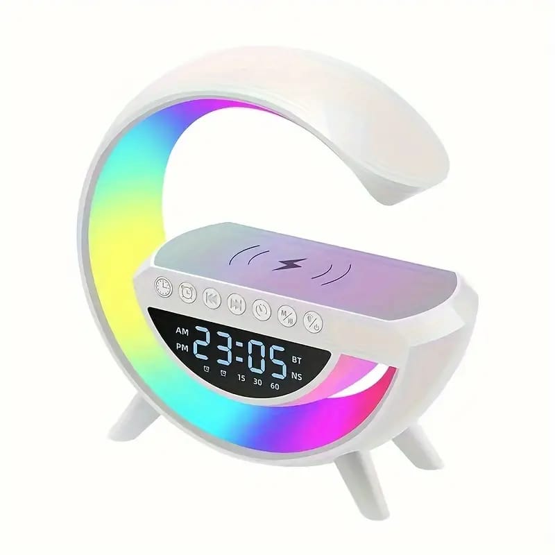 G Shape Bluetooth Speaker, Multifunctional Lamp, Digital Alarm Clock, Wirless 90w Fast Charging